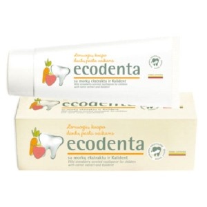 Ecodenta - Pasta do zębów dla dzieci o smaku poziomki z ekstraktem z marchwii i bioaktywnym wapniem - 75 ml