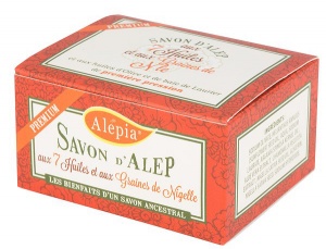 Alepia – Mydło Alep Premium z 7 olejami z dodatkiem ziaren nigella – 150g