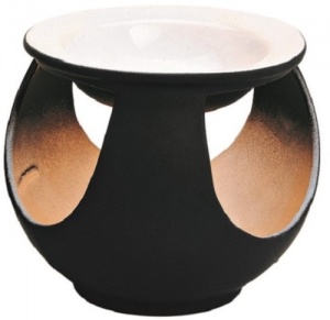 Kominek ceramiczny - kociołek czarno - biały