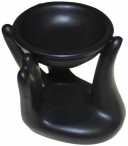 Kominek ceramiczny " Pomocna dłoń" - Czarny matowy 