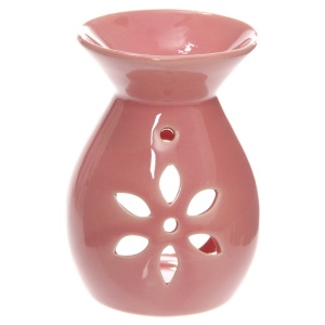 Kominek ceramiczny z wyciętym kwiatkiem - różowy 2