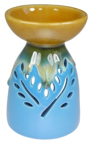 Kominek ceramiczny "liść" - niebieski