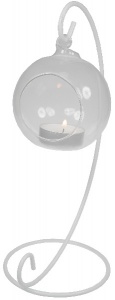 Przeźroczysty lampion na stojaku - biały