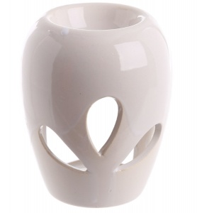 Kominek ceramiczny w kształcie bulwy - biały