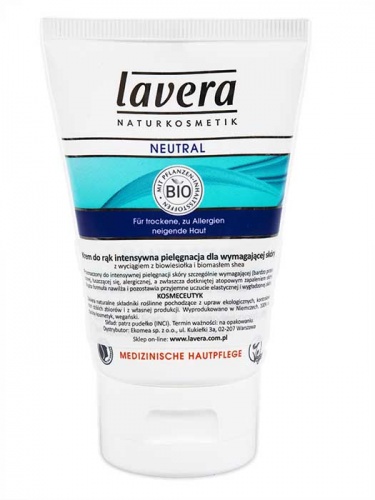 Lavera – Krem do rąk intensywna pielęgnacja dla wymagającej skóry z wyciągiem z biowiesiołka i biomasłem shea - 50 ml