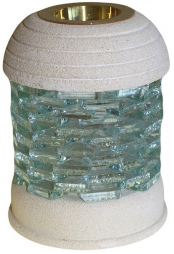 Kominek zapachowy z piaskowca - okrągły szklany